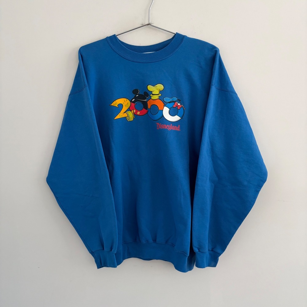 Vintage Disneyland 2000 Mickey Mouse Crewneck Sweatshirt Blue Large USA Made